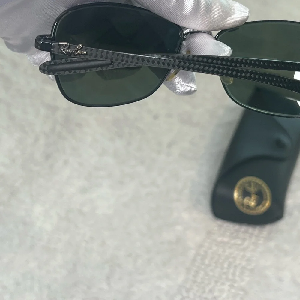 Ray-Ban RB8302 Carbon Fiber Sunglasses Black Frame Green Lenses Made in Italy - Picture 9 of 11